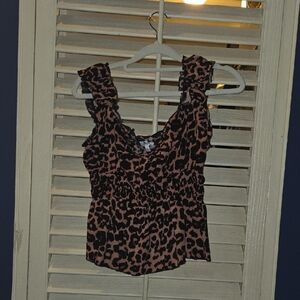 Persaya Animal Print Ruffled Blouse